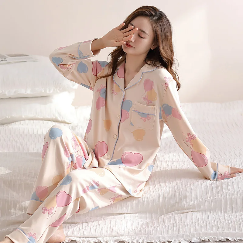 Women's Cotton Pajamas Casual Home Wear Spring and Autumn Korean Comfortable Long Sleeves Pajama Set
Women's Cotton Pajamas Casual Home Wear Spring and Autumn Korean Comfortable Long Sleeves Pajama Set