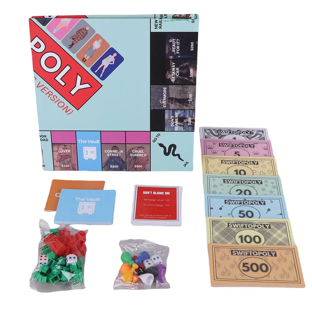 Настольная игра Taylor's Edition — бумажные материалы No Power Домашняя игра без перьев Классическая игра в стиле монополии с музыкальными элементами
Настольная игра Taylor's Edition — бумажные материалы No Power Домашняя игра без перьев Классическая игра в стиле монополии с музыкальными элементами