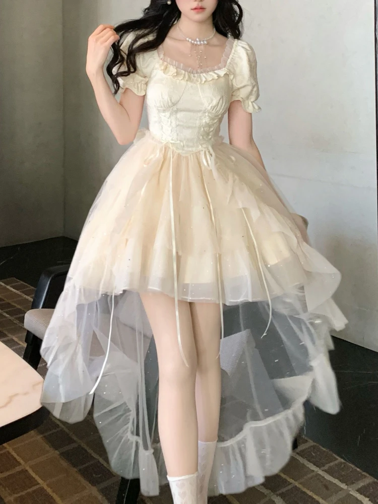 Elegant Vintage Long Fairy Dress Women Mesh Patchwork Korean Style Slim Princess Dress Female 2025 Summer Fashion Causal Dresses
Elegant Vintage Long Fairy Dress Women Mesh Patchwork Korean Style Slim Princess Dress Female 2025 Summer Fashion Causal Dresses