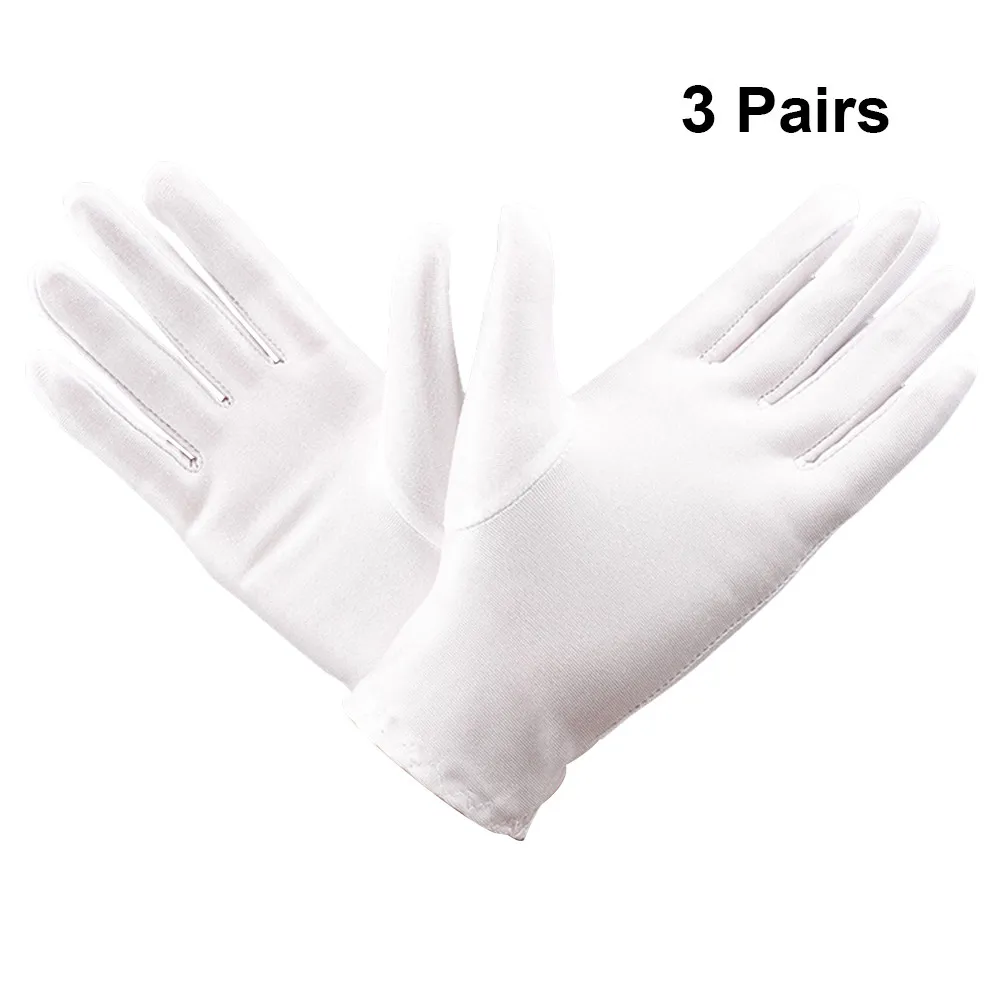 3Pairs Elastic Jewelry Etiquette Gloves Stretchy Spandex Gloves for Inspection Art Handling Comfortable Breathable White
3Pairs Elastic Jewelry Etiquette Gloves Stretchy Spandex Gloves for Inspection Art Handling Comfortable Breathable White