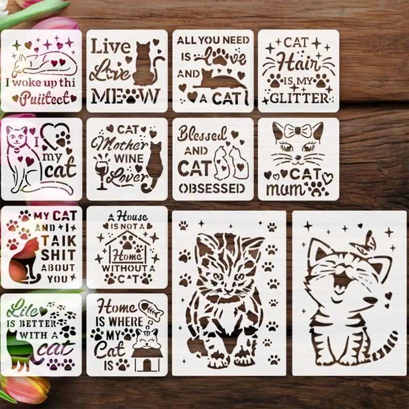 Cartoon Cat Graffiti Stencils DIY Festival Scrapbook Journal Layering Auxiliary Painting Template Wall Spray Decoration Reusable
Cartoon Cat Graffiti Stencils DIY Festival Scrapbook Journal Layering Auxiliary Painting Template Wall Spray Decoration Reusable
