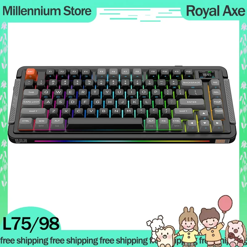 Royal Axe L75/98 Mechanical Keyboard 3 mode Wireless Bluetooth Keyboard RGB Hot Swap Keycaps PBT Custom Esports Gaming Keyboards
Royal Axe L75/98 Mechanical Keyboard 3 mode Wireless Bluetooth Keyboard RGB Hot Swap Keycaps PBT Custom Esports Gaming Keyboards