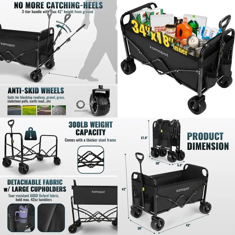 Sturdy 34 x 18 Collapsible Utility Wagon for Beach, Yard, Grocery, and Park with 300lb Capacity and Big Wheels for Sand, Include
Sturdy 34 x 18 Collapsible Utility Wagon for Beach, Yard, Grocery, and Park with 300lb Capacity and Big Wheels for Sand, Include