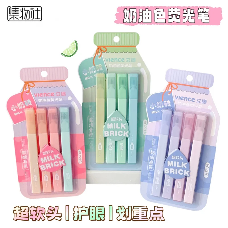 4-Pack Small Milk Brick Cream Highlighters Soft Tip Pastel Color For Student Note Taking Office Highlighting Journaling Markers
4-Pack Small Milk Brick Cream Highlighters Soft Tip Pastel Color For Student Note Taking Office Highlighting Journaling Markers
