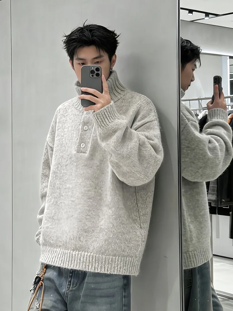 Men's Button-Up Knitwear Casual f-High Collar Pure Color Versatile Lazy Sle Soft Polyester Wool Blend Long Sve Sweater
Men's Button-Up Knitwear Casual f-High Collar Pure Color Versatile Lazy Sle Soft Polyester Wool Blend Long Sve Sweater