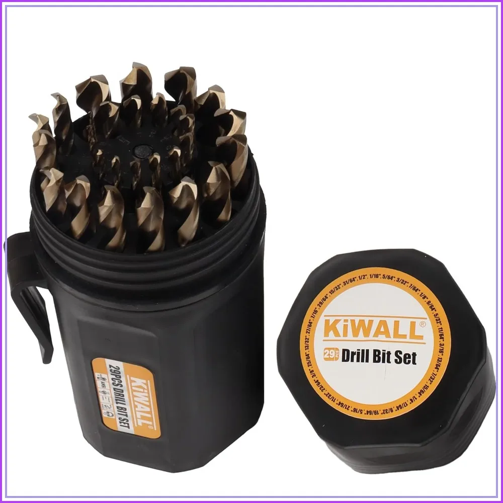 29-Piece M2 HSS Drill Bit Set, 135° Split Point, Precision Ground, 1/16"-1/2" by 64ths, Metal/Wood/Plastic, Indexed Case
29-Piece M2 HSS Drill Bit Set, 135° Split Point, Precision Ground, 1/16"-1/2" by 64ths, Metal/Wood/Plastic, Indexed Case