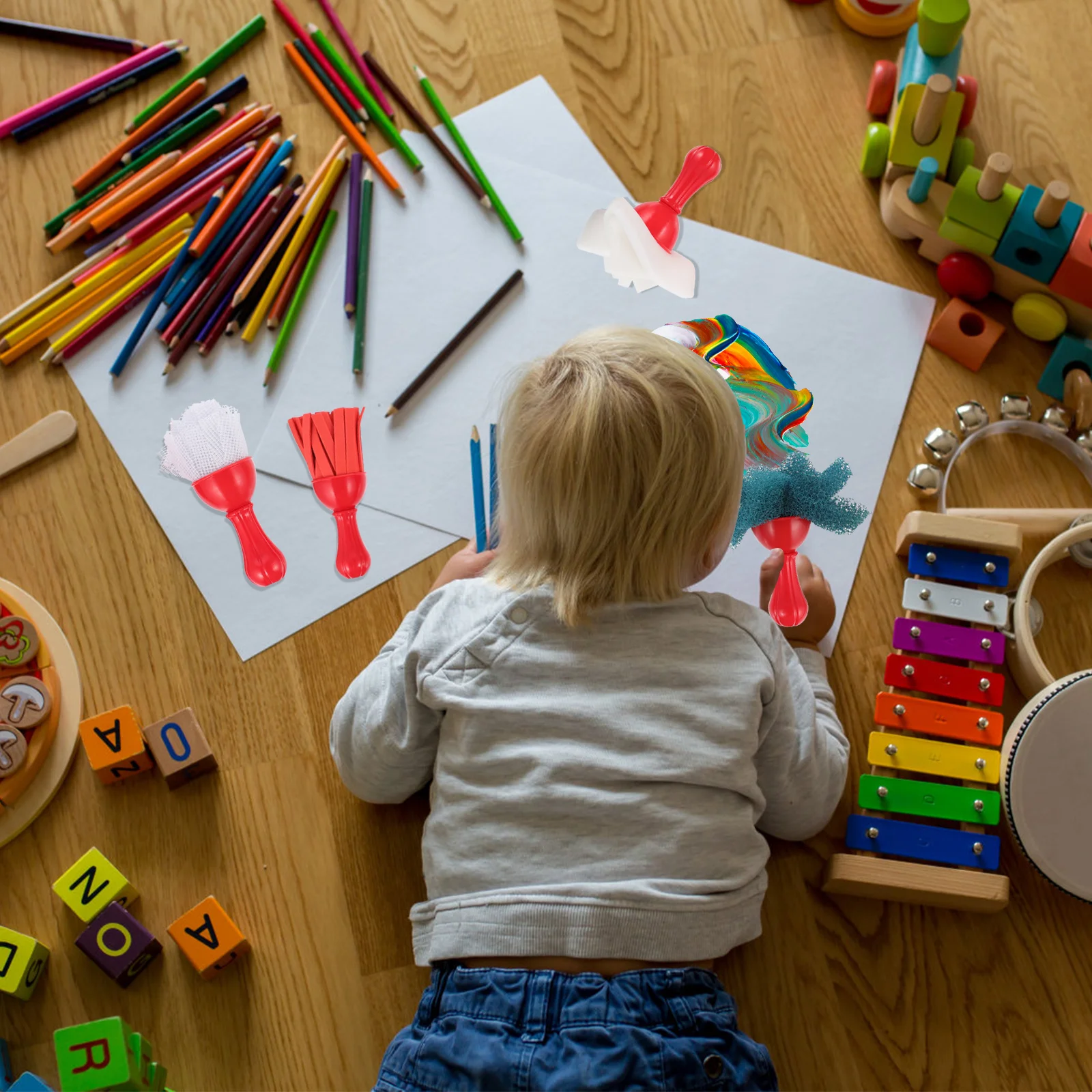 4Pcs Kids Paint Sponge Brush Set Durable Lightweight Plastic Handle Easy to for Art Craft Educational Use
4Pcs Kids Paint Sponge Brush Set Durable Lightweight Plastic Handle Easy to for Art Craft Educational Use