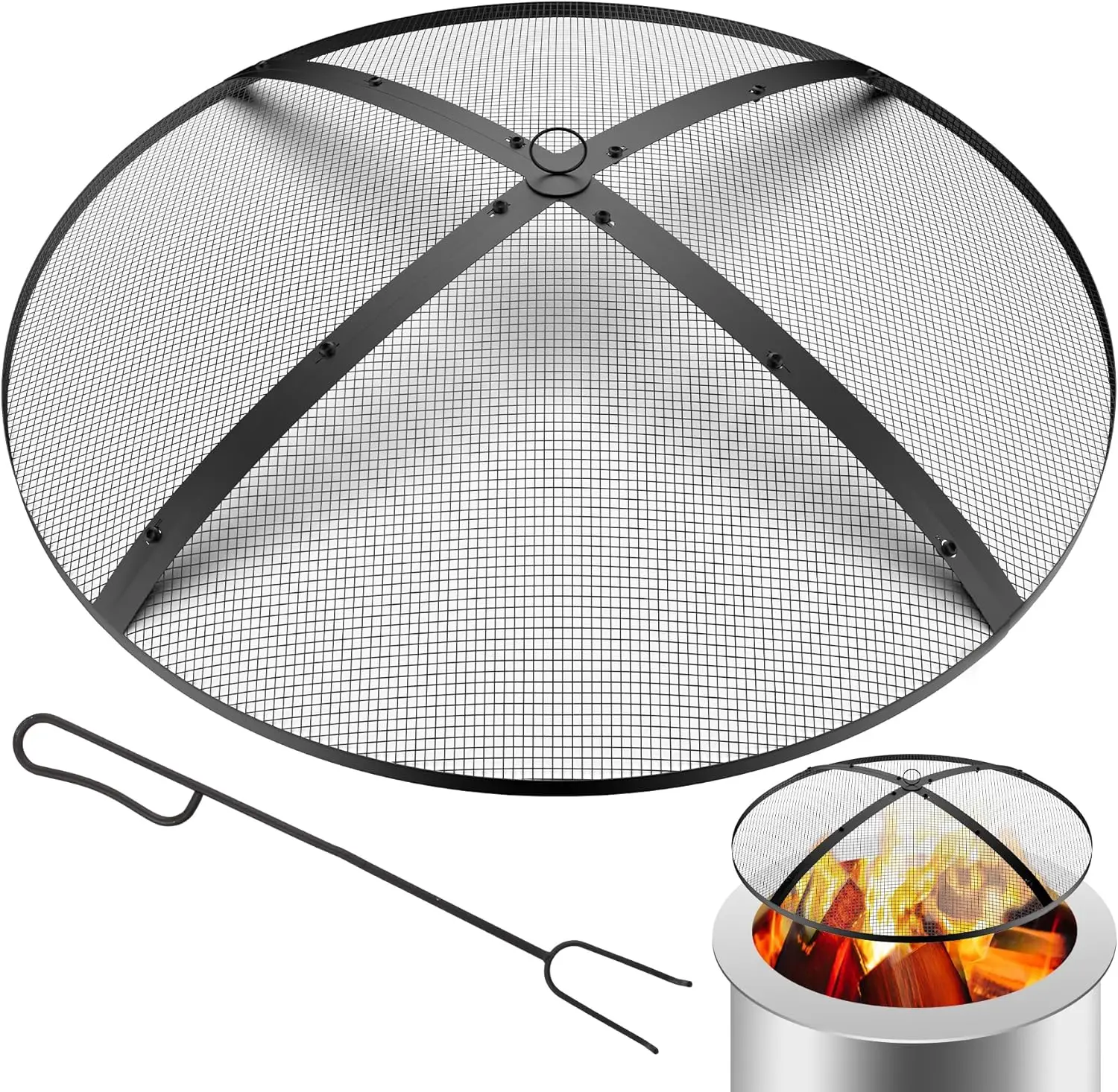36in Heavy Duty Foldable Fire Pit Cover, Spark Screen with Top Lid, Handle & Poker for Outdoor Patio Camping
36in Heavy Duty Foldable Fire Pit Cover, Spark Screen with Top Lid, Handle & Poker for Outdoor Patio Camping