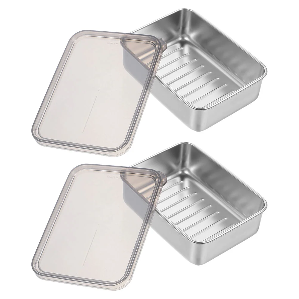 2 Pcs Stainless Steel Crisper Practical Butter Boxes Food Storage Containers For Fridge Cheese Slices Cases
2 Pcs Stainless Steel Crisper Practical Butter Boxes Food Storage Containers For Fridge Cheese Slices Cases