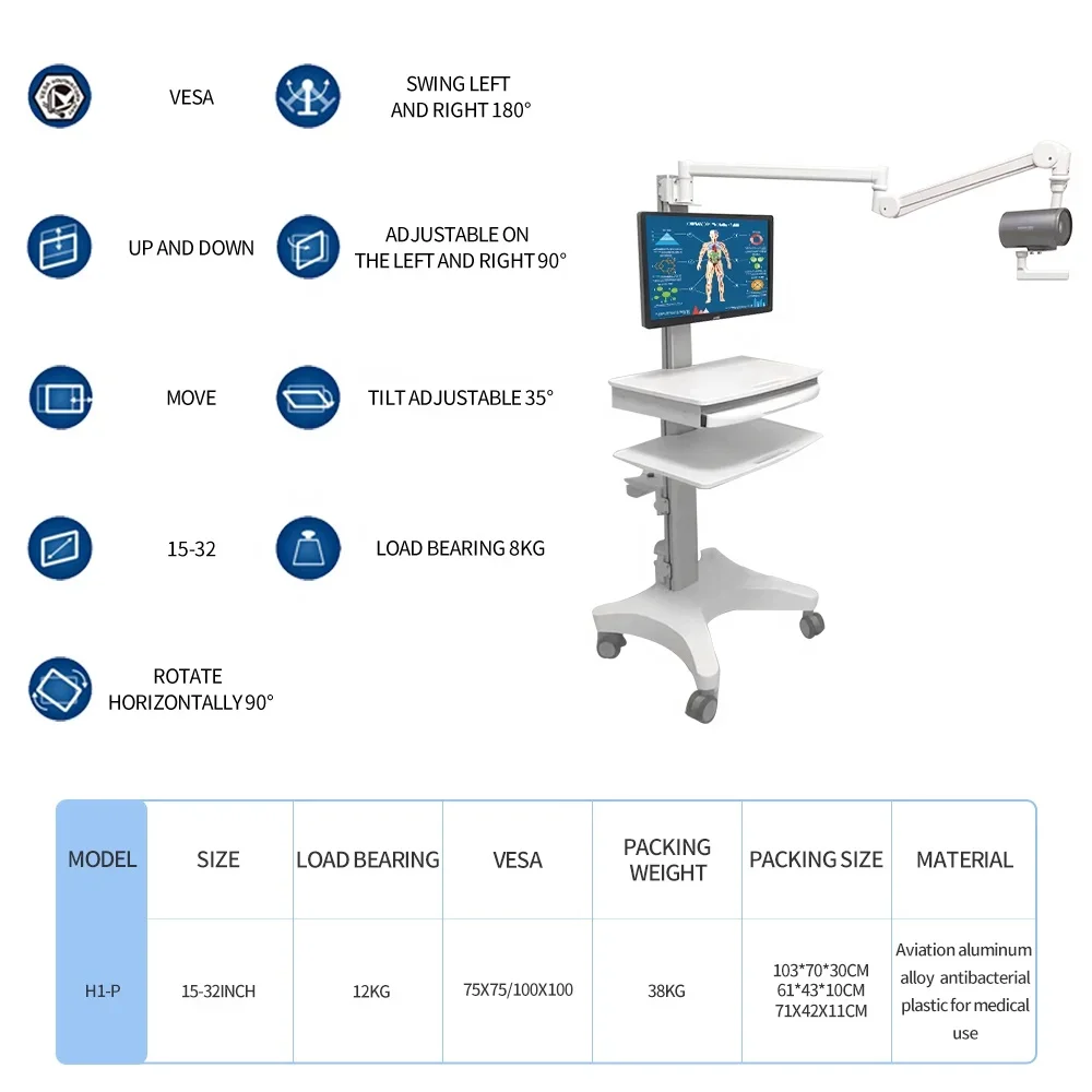 Height Adjustable ABS Plastic Mobile - Computer Workstation Cart Trolley With Wheels For-Clinic Lab
Height Adjustable ABS Plastic Mobile - Computer Workstation Cart Trolley With Wheels For-Clinic Lab
