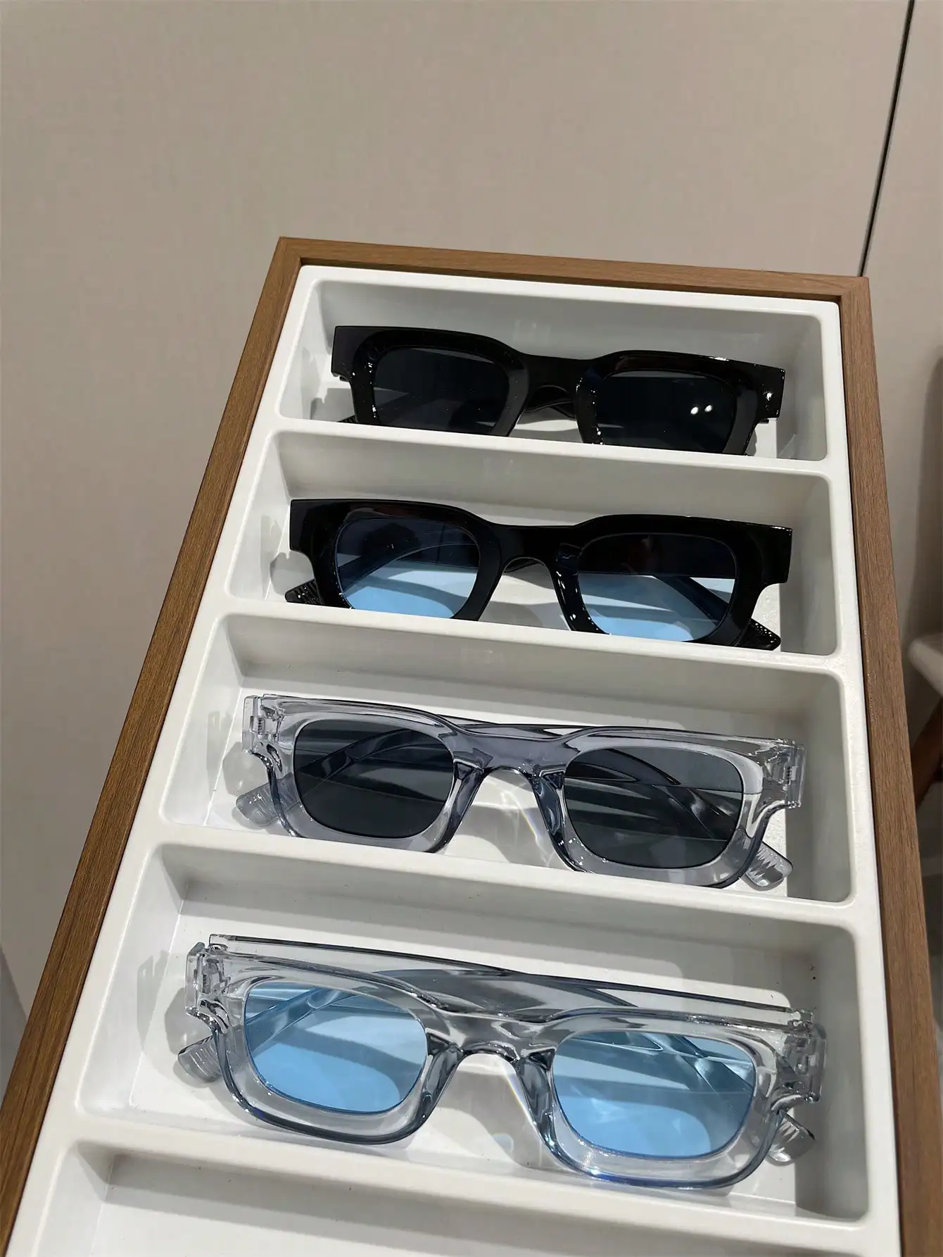 4-Pack Square Frame Sunglasses for Men & Women - Clear & Black Acetate with Blue & Gray Lenses
4-Pack Square Frame Sunglasses for Men & Women - Clear & Black Acetate with Blue & Gray Lenses
