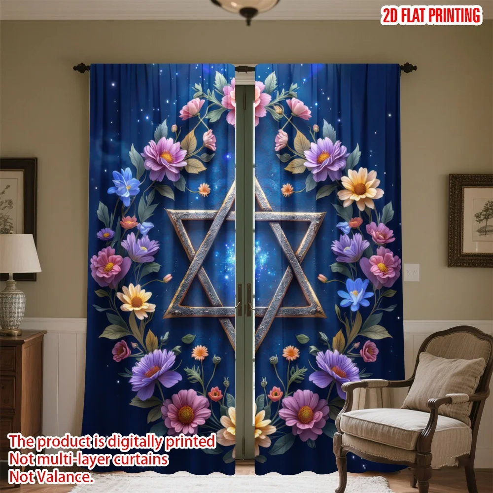 2D flat printing 2pcs Party Curtain Hanukkah Floral Star(1) Digital Printed Polyester Drapes Festive Wall Decor for Indoor
2D flat printing 2pcs Party Curtain Hanukkah Floral Star(1) Digital Printed Polyester Drapes Festive Wall Decor for Indoor