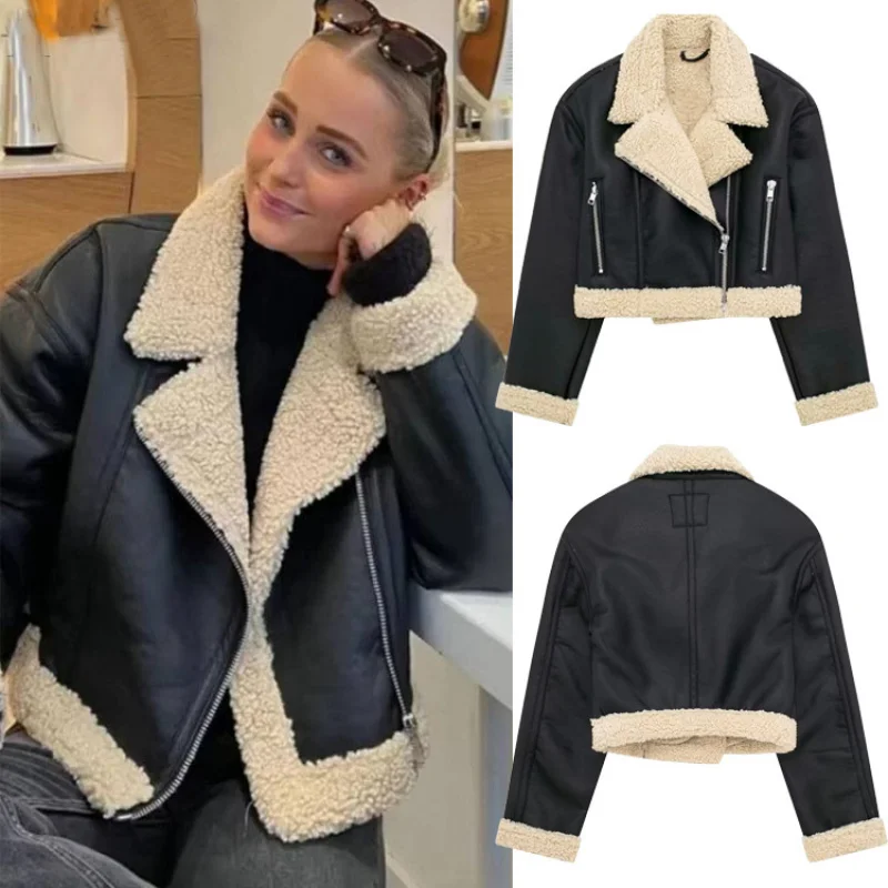 European and American INS Women's Winter New Street Double-Sided Fleece Faux Leather Jacket Casual Motorcycle Style Leathe
European and American INS Women's Winter New Street Double-Sided Fleece Faux Leather Jacket Casual Motorcycle Style Leathe