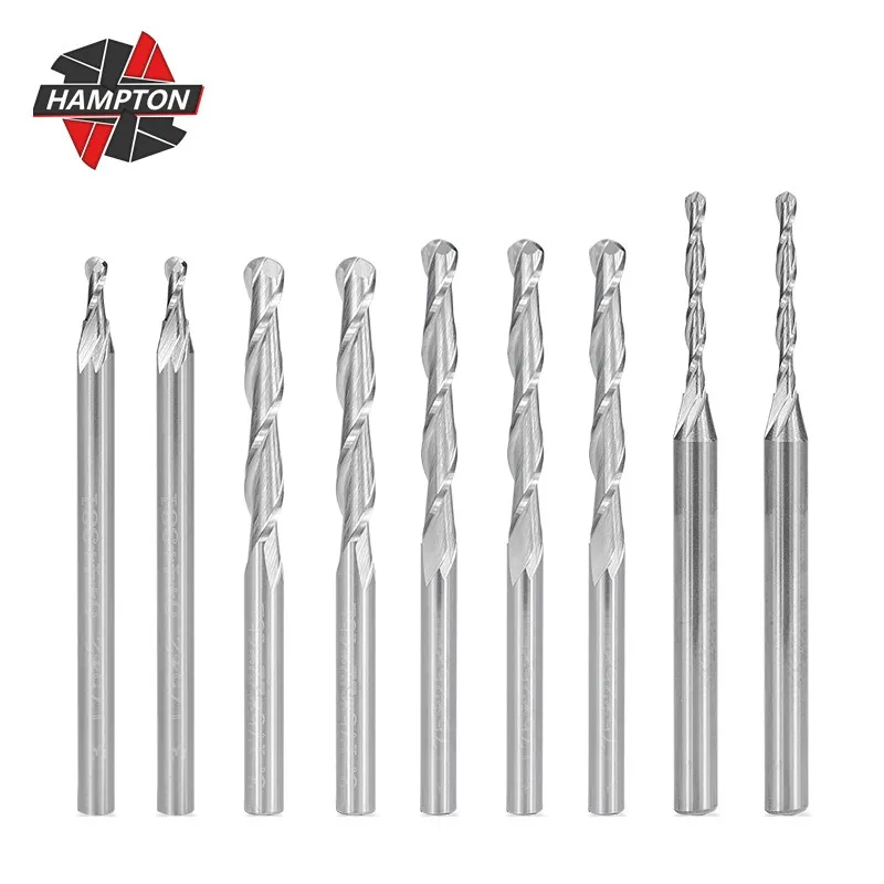 Aluminum Cutting End Mill 3.175mm(1/8'')Shank Spiral Ball Nose Milling Cutter for Metal Aluminum Brass 2 Flute CNC Router Bit
Aluminum Cutting End Mill 3.175mm(1/8'')Shank Spiral Ball Nose Milling Cutter for Metal Aluminum Brass 2 Flute CNC Router Bit