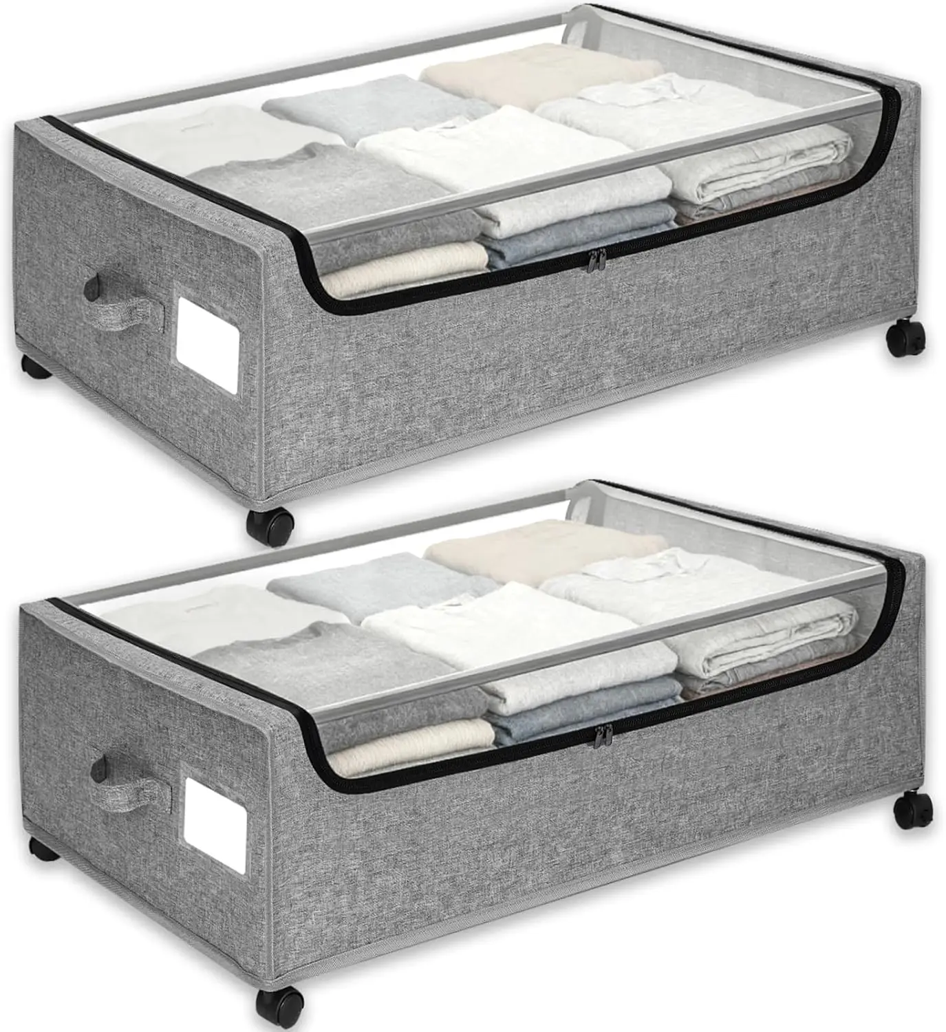 2-Pack Under Bed Storage Containers with Wheels, Clear Lids & Labels, 85L Rolling Drawer for Clothes, Shoes - Gray
2-Pack Under Bed Storage Containers with Wheels, Clear Lids & Labels, 85L Rolling Drawer for Clothes, Shoes - Gray