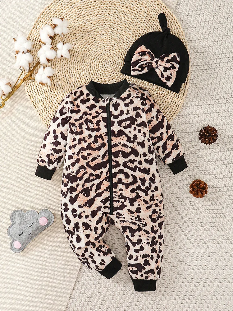 Newborn Baby Clothes Long Sleeve Leopard Print Jumpsuit with Bow Hat Children Casual Clothing Cute Bodysuit for Girls Boys
Newborn Baby Clothes Long Sleeve Leopard Print Jumpsuit with Bow Hat Children Casual Clothing Cute Bodysuit for Girls Boys