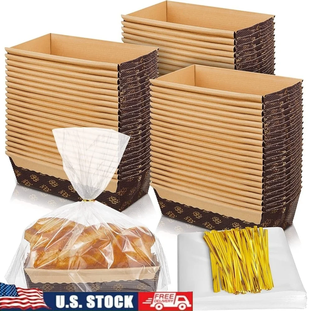 75 Sets Paper Loaf Pans Baking 6 x 2.5 x 2 Inches Disposable Paper Baking Loft Mold Plastic Bread Bags Clear Bread Bag with Ties
75 Sets Paper Loaf Pans Baking 6 x 2.5 x 2 Inches Disposable Paper Baking Loft Mold Plastic Bread Bags Clear Bread Bag with Ties