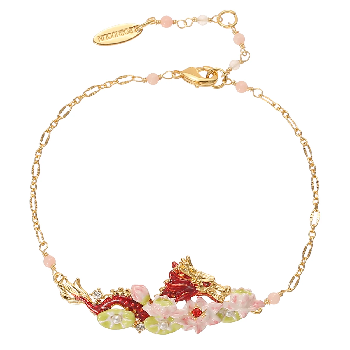 High-quality exquisite fashion enamel glaze red loong lotus bracelet hand-painted luxury Zodiac animal flower jewelry
High-quality exquisite fashion enamel glaze red loong lotus bracelet hand-painted luxury Zodiac animal flower jewelry