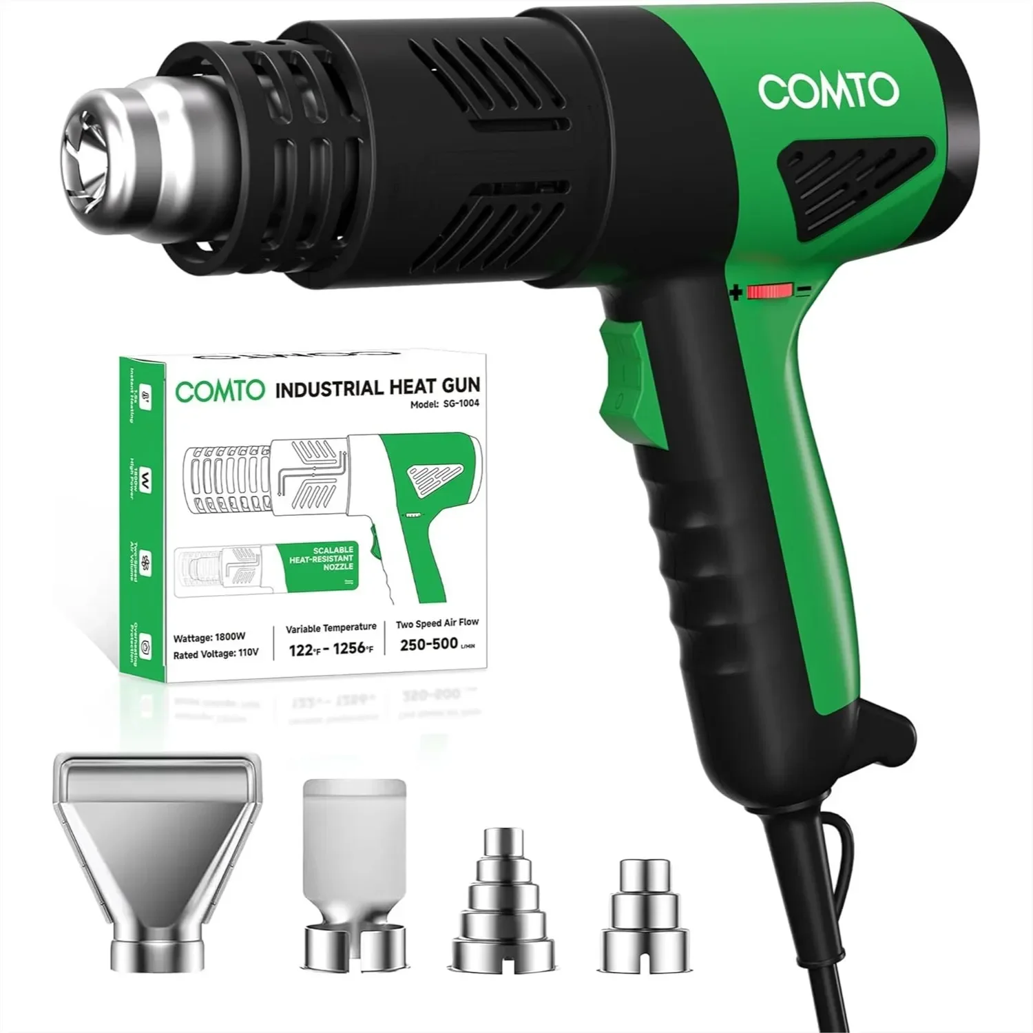 Heat Gun 1800W Fast Heating 122-1202°F Heavy Duty with Variable Temperature Control and Overheat Protection 2 Speed Air Flow
Heat Gun 1800W Fast Heating 122-1202°F Heavy Duty with Variable Temperature Control and Overheat Protection 2 Speed Air Flow