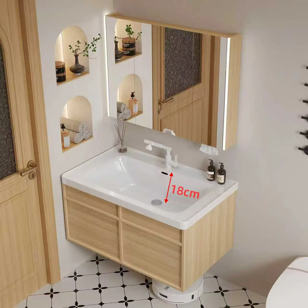 Customizable log style Japanese style new ceramic integrated washbasin with drawers deepened 18cm multi-layer solid wood
Customizable log style Japanese style new ceramic integrated washbasin with drawers deepened 18cm multi-layer solid wood