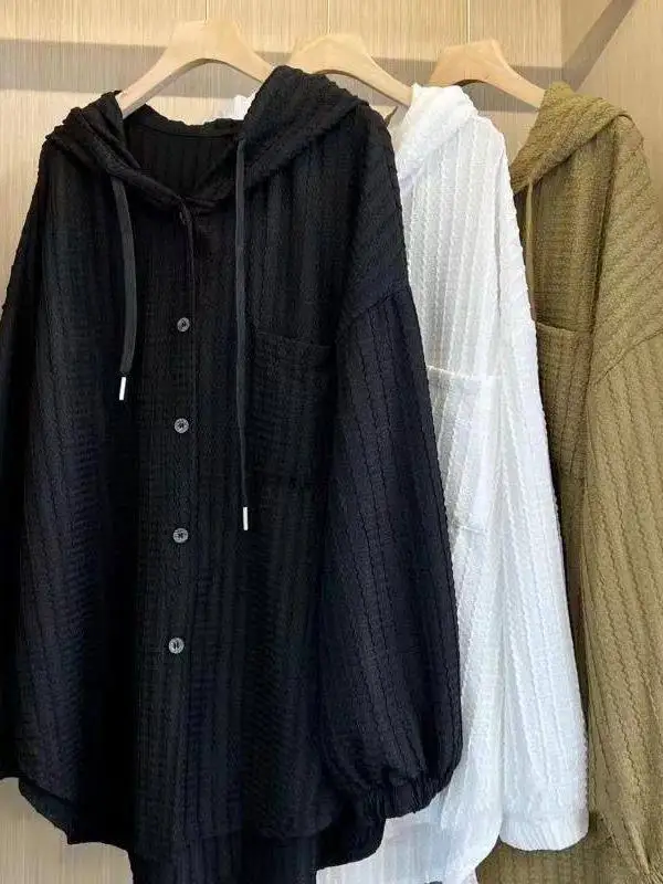 plus Size 300 Pounds Sister European Style Shirt Women Spring Autumn Medium Length Loose Lazy Style Coat with Hood Long Sleeve
plus Size 300 Pounds Sister European Style Shirt Women Spring Autumn Medium Length Loose Lazy Style Coat with Hood Long Sleeve