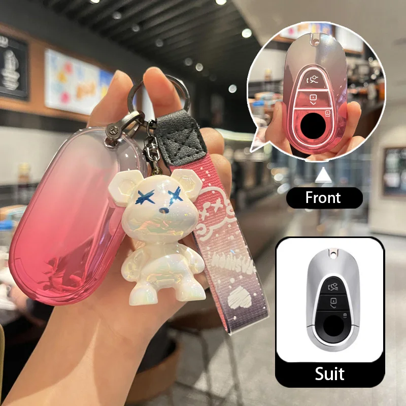 Gradient Pink TPU for Mercedes Benz 2022 C S Class W206 W223 S350 C260 C300 S400 S450 S500 Car Key Case Fob White Bear Keychain
Gradient Pink TPU for Mercedes Benz 2022 C S Class W206 W223 S350 C260 C300 S400 S450 S500 Car Key Case Fob White Bear Keychain