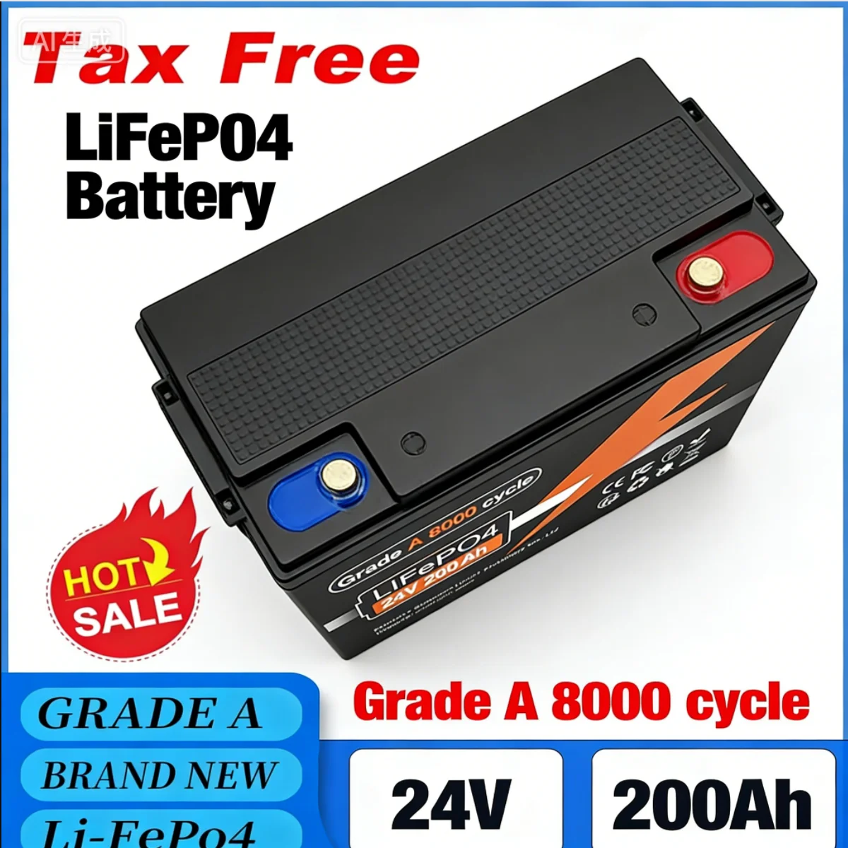 DHL LiFePo4 24V 200Ah lithium iron phosphate battery Built-in 200A BMS,for Solar Marine Overland Off-Grid LiFePo4 Battery
DHL LiFePo4 24V 200Ah lithium iron phosphate battery Built-in 200A BMS,for Solar Marine Overland Off-Grid LiFePo4 Battery