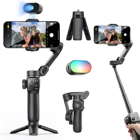 AOCHUAN Handheld Gimbal Stabilisator 3-Achsen Smart V8 Für Telefon mit Verlängerung Stange Stativ Gesicht Tracking Für iPhone Android TikTok