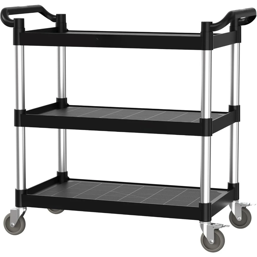 Plastic Service Utility Cart with Wheels,Heavy Duty 450lbs Capacity, 3-Tier Commercial Rolling, Ideal for Restaurant,Foodservice
Plastic Service Utility Cart with Wheels,Heavy Duty 450lbs Capacity, 3-Tier Commercial Rolling, Ideal for Restaurant,Foodservice