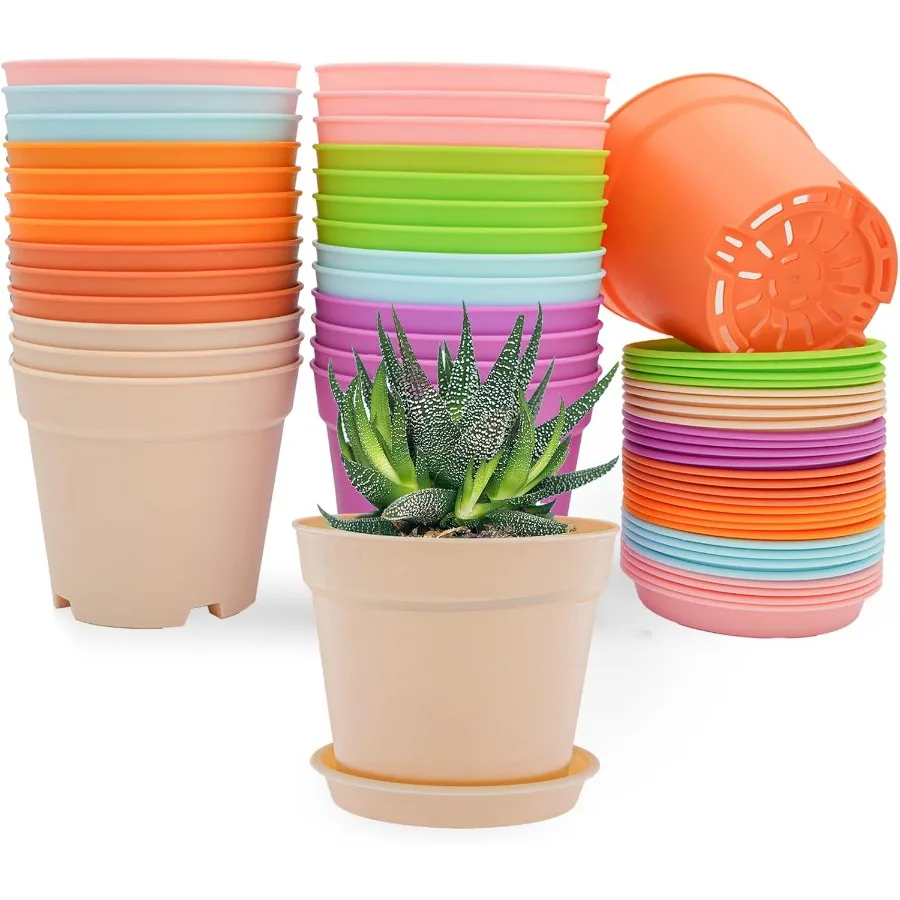 4 inch Plant Pots 28 Pack Small Plastic Planters with Drainage Holes and Saucers for Flowers Plants Succulents Seed Starting Po
4 inch Plant Pots 28 Pack Small Plastic Planters with Drainage Holes and Saucers for Flowers Plants Succulents Seed Starting Po