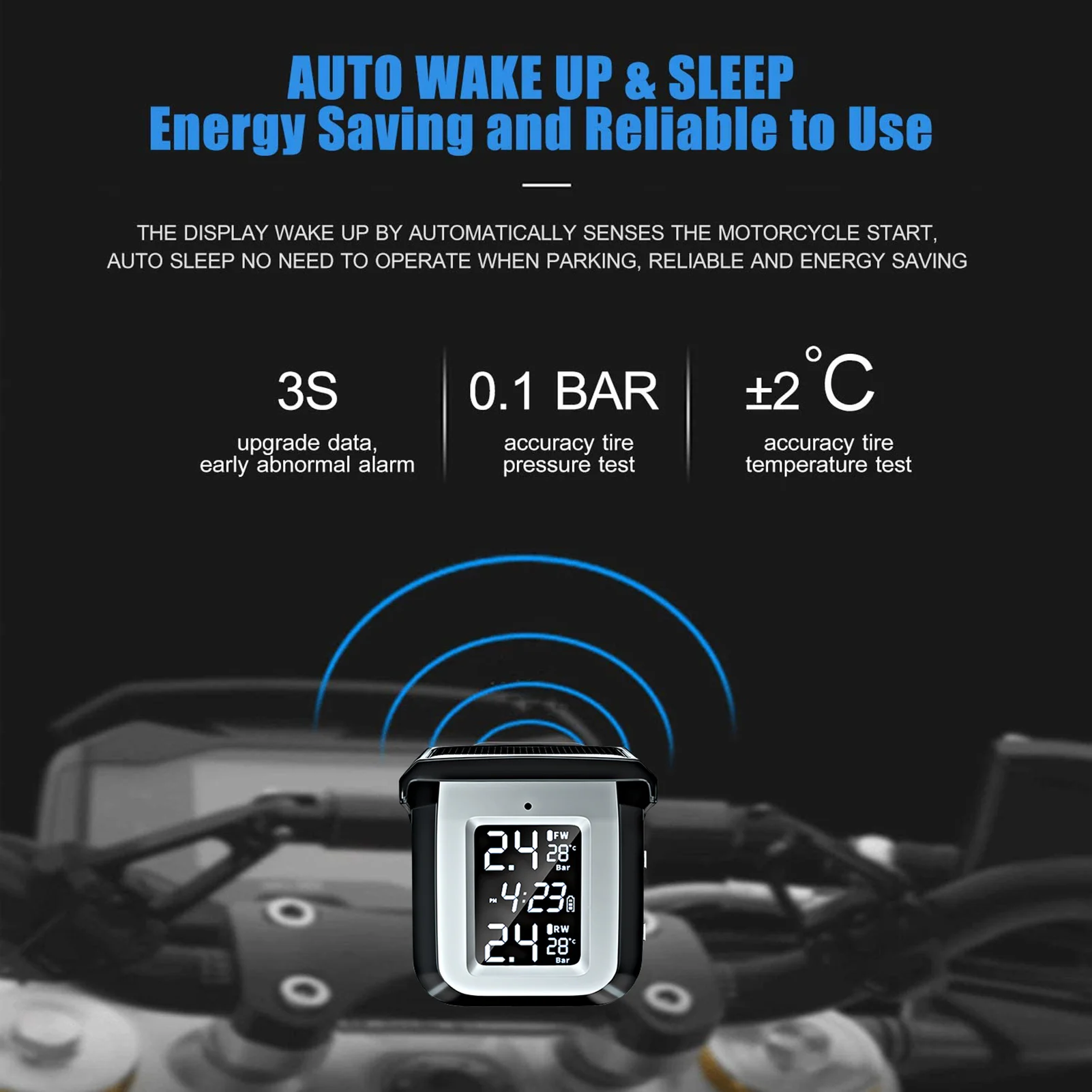 With 2 External Sensors LCD Display USB Charging Motorcycle TPMS Sensor Motor Tire Pressure Temperature Monitoring Alarm System
With 2 External Sensors LCD Display USB Charging Motorcycle TPMS Sensor Motor Tire Pressure Temperature Monitoring Alarm System
