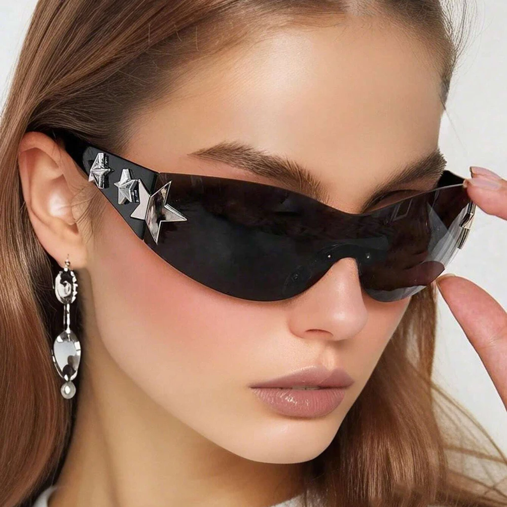 Fashion Y2k Rimless Punk Sunglasses Goggle Women Men One Piece Trendy Star Sun Glasses Bohemian Theme Party Decor Supplies
Fashion Y2k Rimless Punk Sunglasses Goggle Women Men One Piece Trendy Star Sun Glasses Bohemian Theme Party Decor Supplies