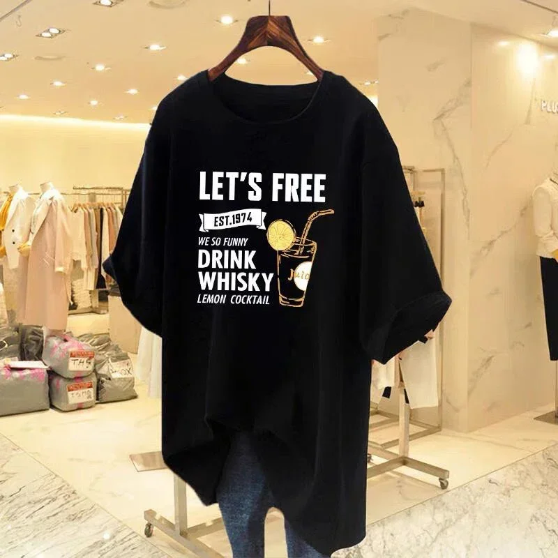 Summer Letter Printed Pure Cotton Short Sleeve Tops Lady Basics Tshirt Women Clothing Fashion Casual Pullover
Summer Letter Printed Pure Cotton Short Sleeve Tops Lady Basics Tshirt Women Clothing Fashion Casual Pullover