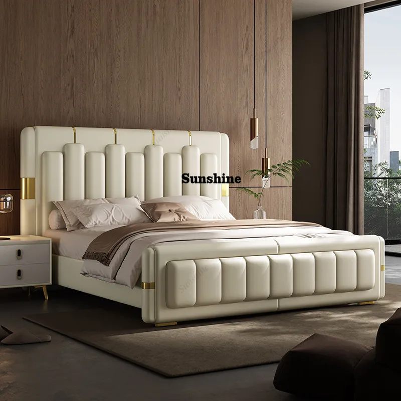 Italian light luxury first-layer cowhide double, cream wind master bedroom, advanced wedding bed
Italian light luxury first-layer cowhide double, cream wind master bedroom, advanced wedding bed