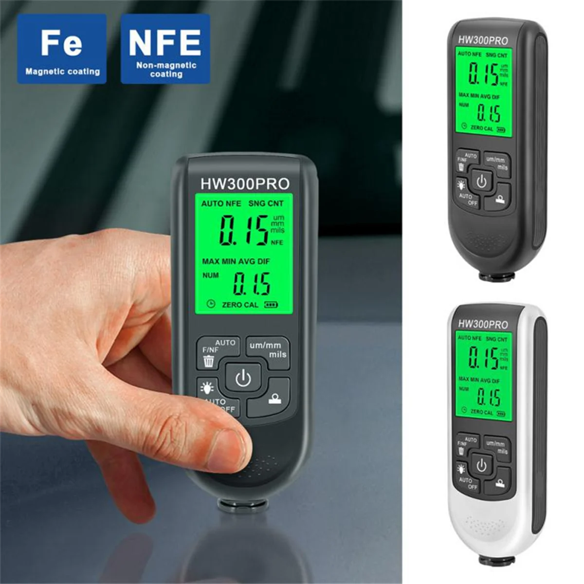 -300PRO Coation Thickness Gauge 0-2000UM Car Paint Film Thickness Tester Car Automotive Paint Meter-White
-300PRO Coation Thickness Gauge 0-2000UM Car Paint Film Thickness Tester Car Automotive Paint Meter-White