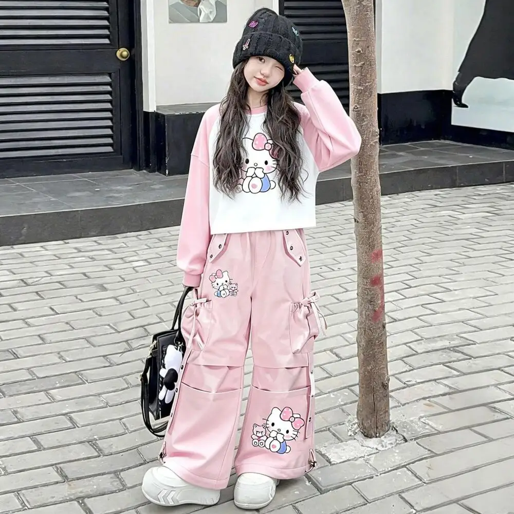 Sanrio Girls 2026 Spring Autumn New Fashion Loose Hello Kitty Bottoming Shirt Casual Tops Overalls 2Pc Set Children's Clothing
Sanrio Girls 2026 Spring Autumn New Fashion Loose Hello Kitty Bottoming Shirt Casual Tops Overalls 2Pc Set Children's Clothing