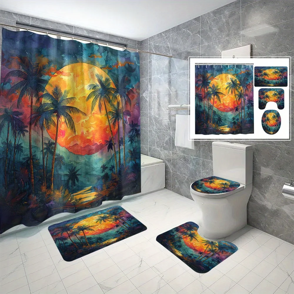 1pcs/3pcs/4pcs Oil Painting Yellow Coconut Tree Digital Printing Polyester Shower Curtain No Drilling Partition Bathroom Curtain
1pcs/3pcs/4pcs Oil Painting Yellow Coconut Tree Digital Printing Polyester Shower Curtain No Drilling Partition Bathroom Curtain
