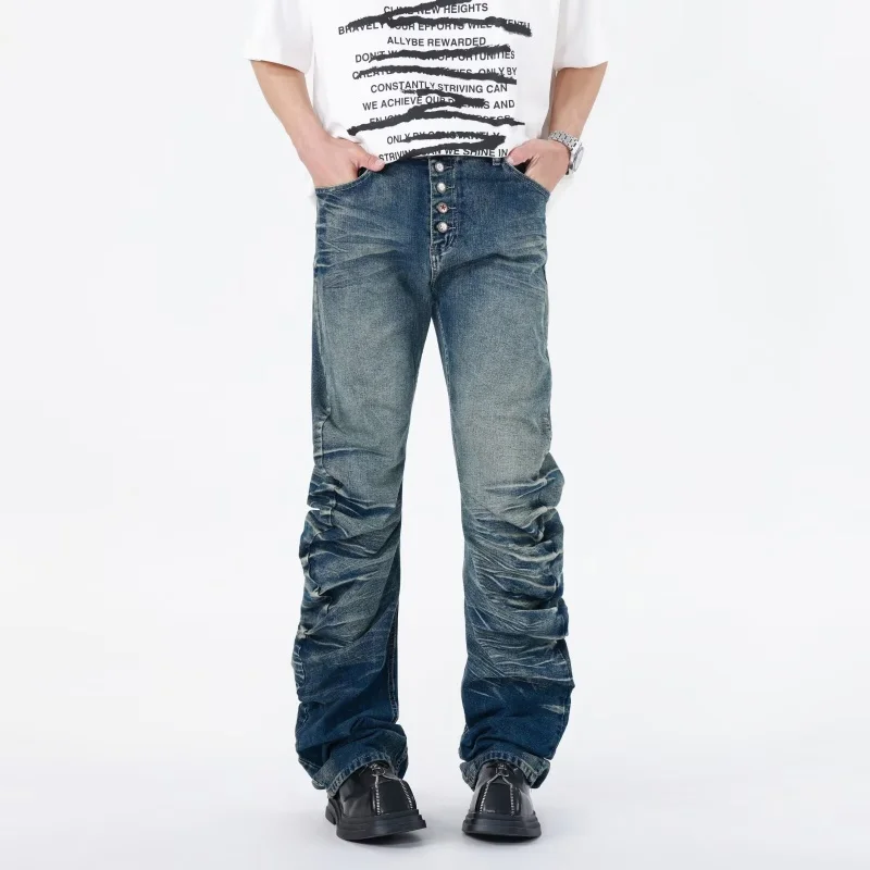 2025 Punk Y2K Style Button Fly Distressed Blue Pleated Slim Jeans Pants Men For Clothes Vintage Denim Trousers Pantalon Homme
2025 Punk Y2K Style Button Fly Distressed Blue Pleated Slim Jeans Pants Men For Clothes Vintage Denim Trousers Pantalon Homme