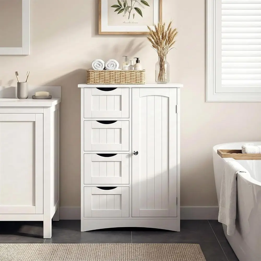 Bathroom Storage Cabinet with 4 Ders and 1 Cupboard, Entryway Home Decor urniture Towels Storage Organizer Unit, White
Bathroom Storage Cabinet with 4 Ders and 1 Cupboard, Entryway Home Decor urniture Towels Storage Organizer Unit, White