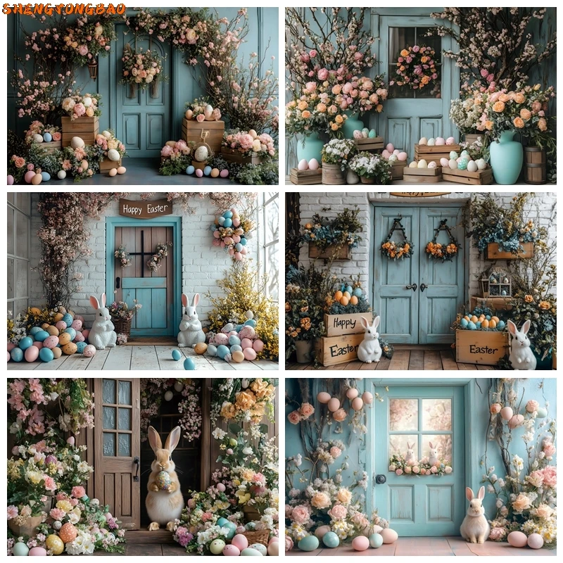 Easter Photography Backdrop Easter Egg Rabbit Blue Wooden Door Blooming Flowers And Plants Kids Party Decor Photography Studio
Easter Photography Backdrop Easter Egg Rabbit Blue Wooden Door Blooming Flowers And Plants Kids Party Decor Photography Studio