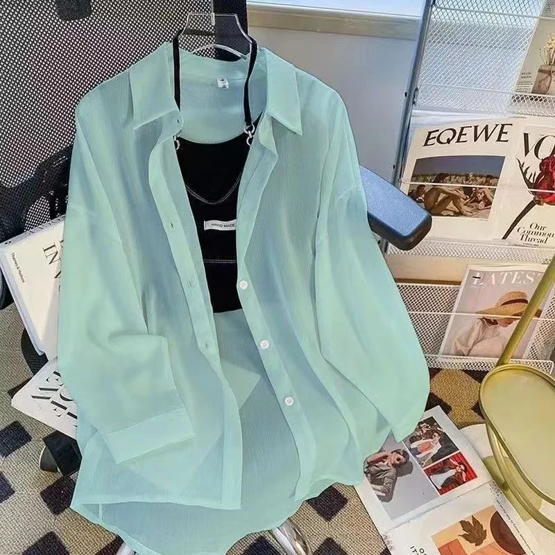 Summer Ice Silk Long Sleeve Shirt Women's Outerwear New Korean Style Open Cardigan Mid-Length Thin Sun Protection Loose Top
Summer Ice Silk Long Sleeve Shirt Women's Outerwear New Korean Style Open Cardigan Mid-Length Thin Sun Protection Loose Top