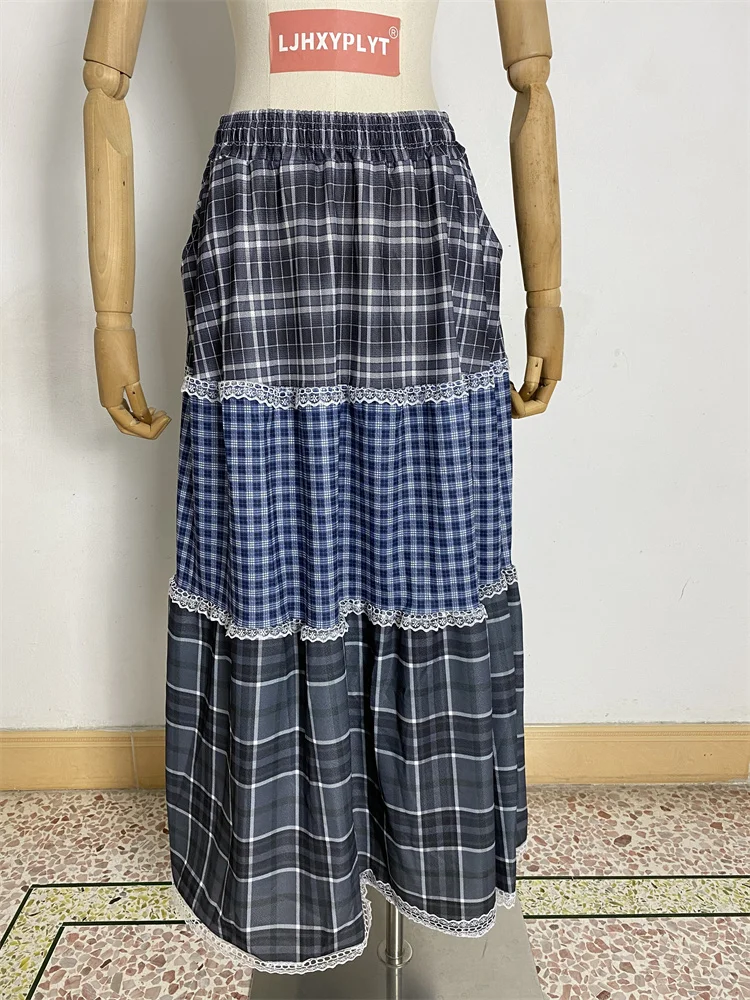 Women's Grid Lace Splicing Summer A-line Thin Skirt Young Girl Vintage Fashion Female Loose High Waist Calf-length Skirts
Women's Grid Lace Splicing Summer A-line Thin Skirt Young Girl Vintage Fashion Female Loose High Waist Calf-length Skirts