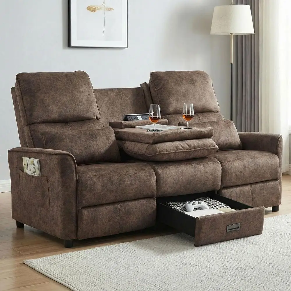 3 Seater Recliner Sofa with USB Ports, AC Outlets, Cup Holders, Velvet Brown for RV Living Room or Home Theater
3 Seater Recliner Sofa with USB Ports, AC Outlets, Cup Holders, Velvet Brown for RV Living Room or Home Theater