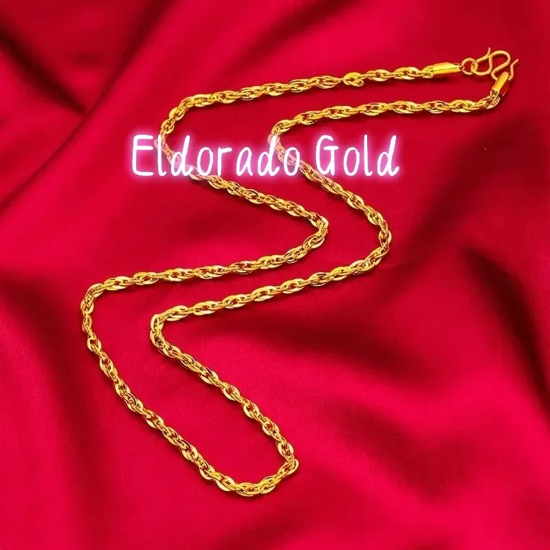 Золотое ожерелье Eldorado Gold, роскошное, из чистого золота 9999 пробы (24K), женская плоская цепочка, простое и элегантное.
Золотое ожерелье Eldorado Gold, роскошное, из чистого золота 9999 пробы (24K), женская плоская цепочка, простое и элегантное.