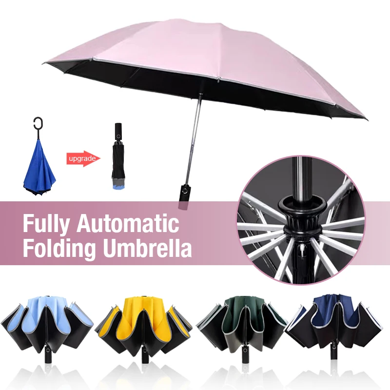 Automatic Umbrella UV Sunscreen Umbrella 10 Ribs Compact Folding Reverse Umbrella Auto Open Close Anti Rain Wind Resistant
Automatic Umbrella UV Sunscreen Umbrella 10 Ribs Compact Folding Reverse Umbrella Auto Open Close Anti Rain Wind Resistant