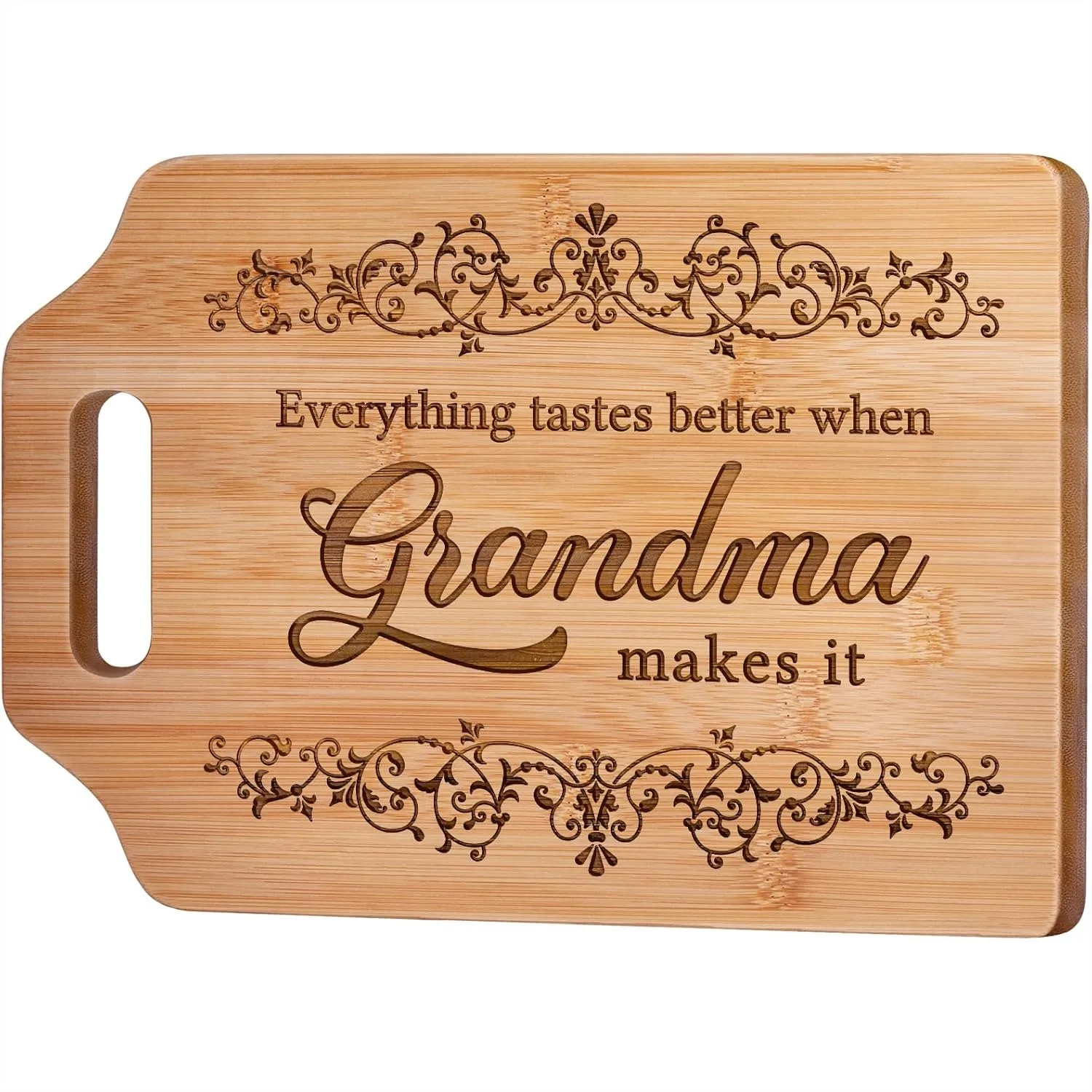 Grandma Gifts For Grandma Birthday From Grandkids Engraved Bamboo Cutting Board 12.3"L X 8.7"W X 0.4"Th Everything Tastes Better
Grandma Gifts For Grandma Birthday From Grandkids Engraved Bamboo Cutting Board 12.3"L X 8.7"W X 0.4"Th Everything Tastes Better