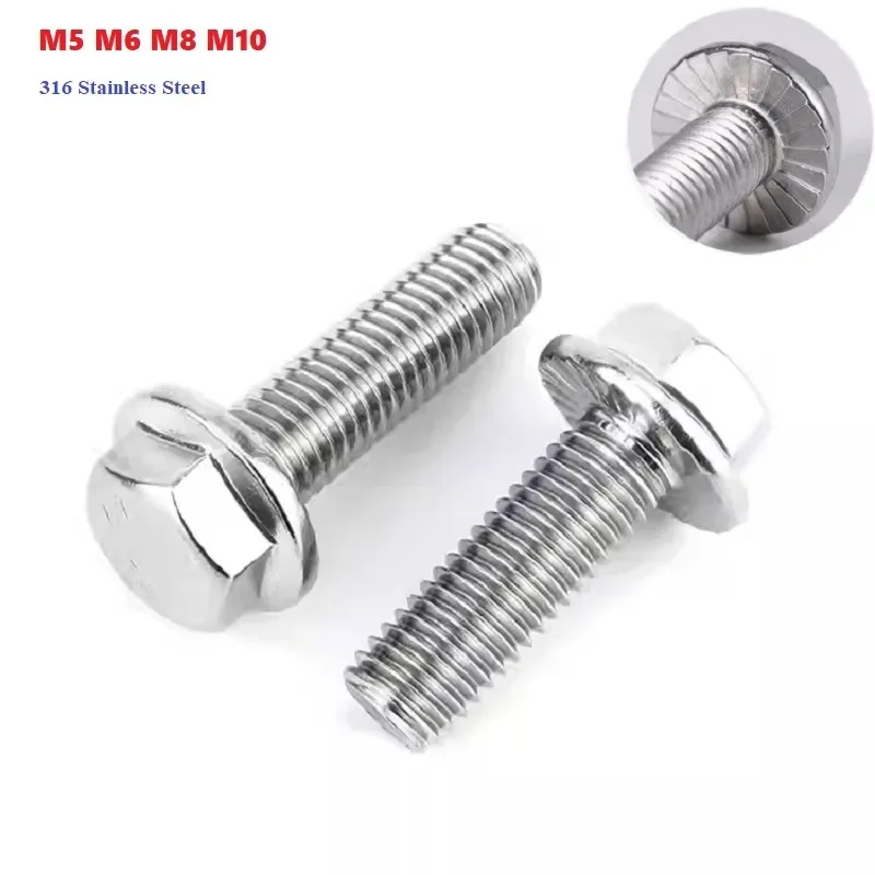 M5 M6 M8 M10 316 Stainless Steel Metric Thread Hexagon Head With Serrated Flange Cap Screw Hex Washer Head Bolt
M5 M6 M8 M10 316 Stainless Steel Metric Thread Hexagon Head With Serrated Flange Cap Screw Hex Washer Head Bolt