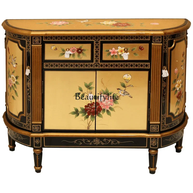 FG10New Chinese-style painted gold foil porch partition cabinet household solid wood modern wall locker 
FG10New Chinese-style painted gold foil porch partition cabinet household solid wood modern wall locker