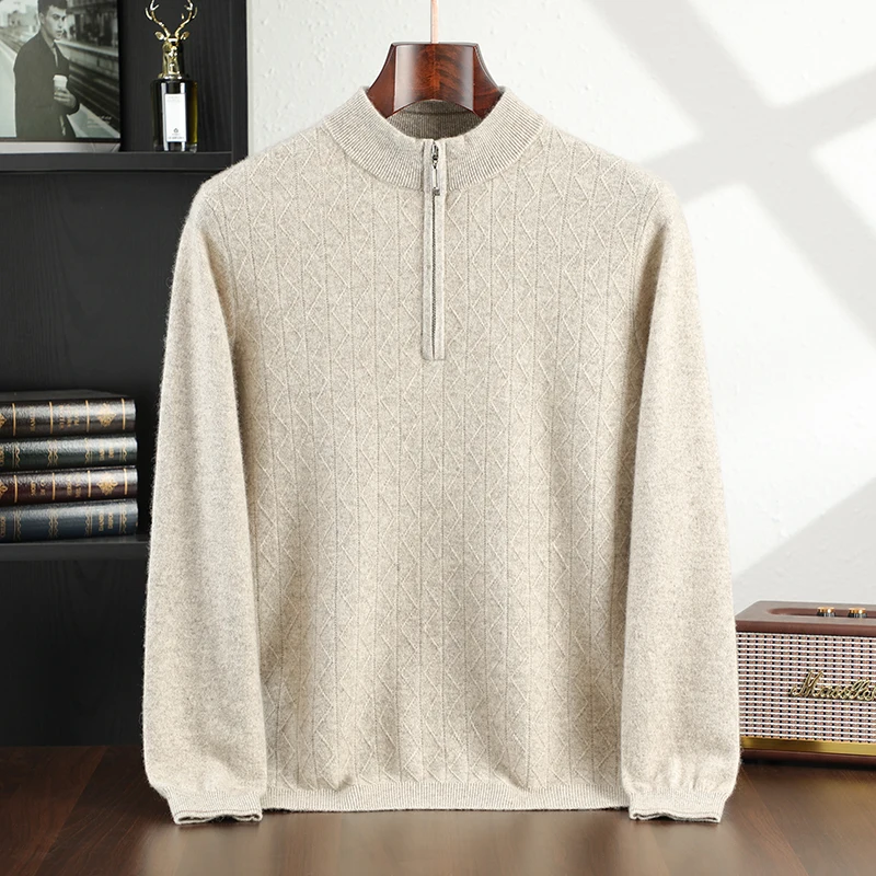 Пуловер с ромбовидным узором на половину молнии, мужской 100% кашемир, деловой повседневный свитер, осень-зима, удобные мягкие вязаные куртки, топы
Пуловер с ромбовидным узором на половину молнии, мужской 100% кашемир, деловой повседневный свитер, осень-зима, удобные мягкие вязаные куртки, топы