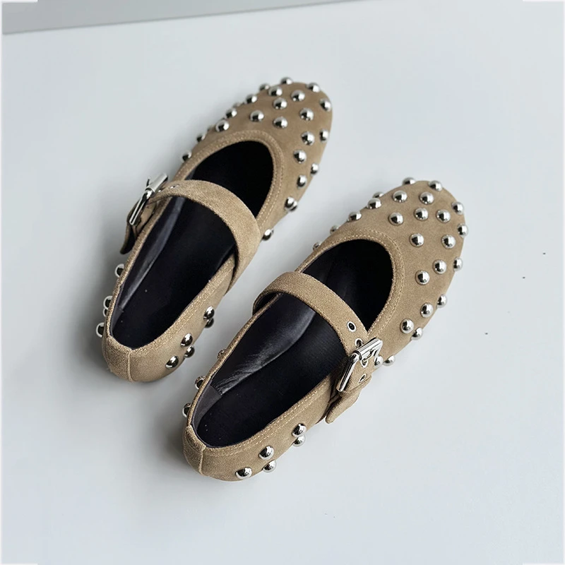 Dave&di Vintage Round Toe Genuine Leather Flats Heel Ballet Mary Jane Flat Women's Shoes With Rivets Minimalist Buckle Shoes
Dave&di Vintage Round Toe Genuine Leather Flats Heel Ballet Mary Jane Flat Women's Shoes With Rivets Minimalist Buckle Shoes